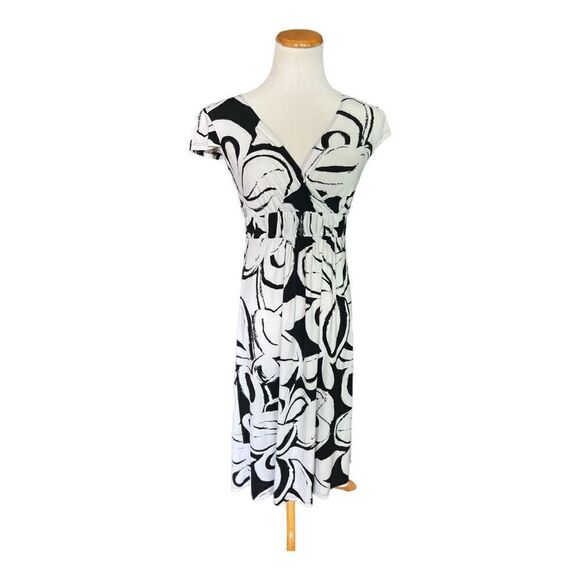 Womens Merona Black & White Sleeveless Abstract Faux Wrap Dress - Sz M - Picture 1 of 1